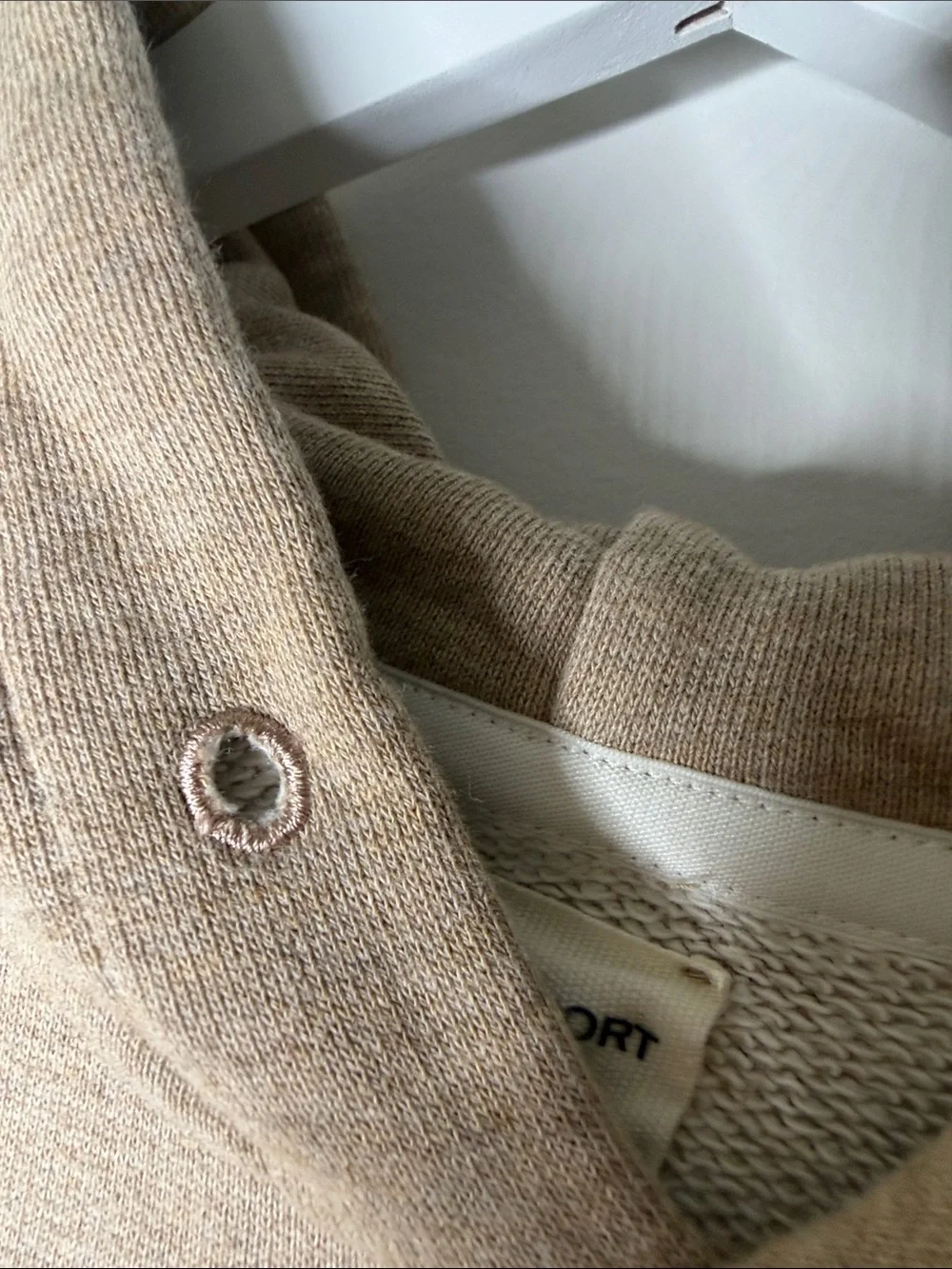 Tory Burch Women’s Size Small Tan Hoodie Travel Luxury Fall Neutral Cotton FLAW